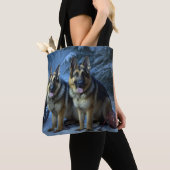 Duitse herder sneeuwslee kerstdecor tote bag (Dichtbij)