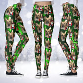 Duitse herder, Speelgoed rendier, groene sneeuwvlo Leggings