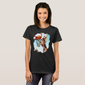 Duitse Herder Speelt Basketbal Grappige Hond Baske T-shirt (Voorkant volledig)