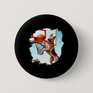 Duitse herder speelt Bysketbyll Fun Dog Bysketb Ronde Button 5,7 Cm