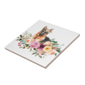 Duitse herder speelt in keramische Tegels Tegeltje (Zijkant)