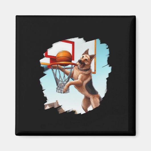 Duitse herder spelen basketbal leuk hond basketb magneet (Voorkant)