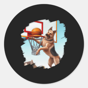 Duitse herder spelen basketbal leuk hond basketb ronde sticker