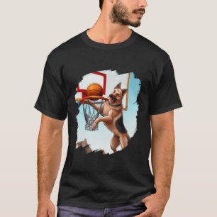 Duitse herder spelen basketbal leuk hond basketb t-shirt