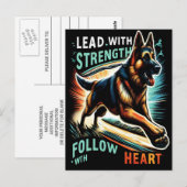 Duitse herder springen met kracht en hart briefkaart (Voorkant / Achterkant)