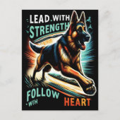 Duitse herder springen met kracht en hart briefkaart (Voorkant)