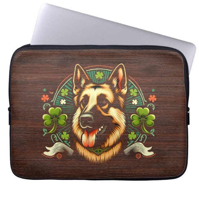 Duitse herder St Patrick's Day herder hond cadeau Laptop Sleeve (Voorkant)