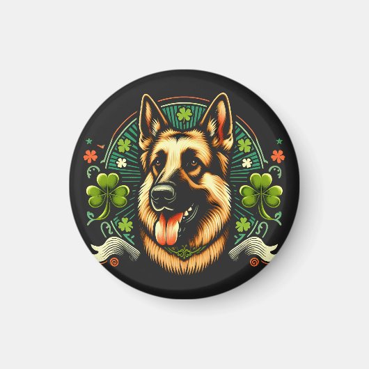 Duitse herder St Patrick's Day herder hond cadeau Magneet (Voorkant)