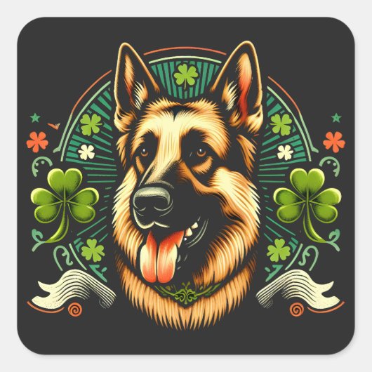 Duitse herder St Patrick's Day herder hond cadeau Vierkante Sticker (Voorkant)