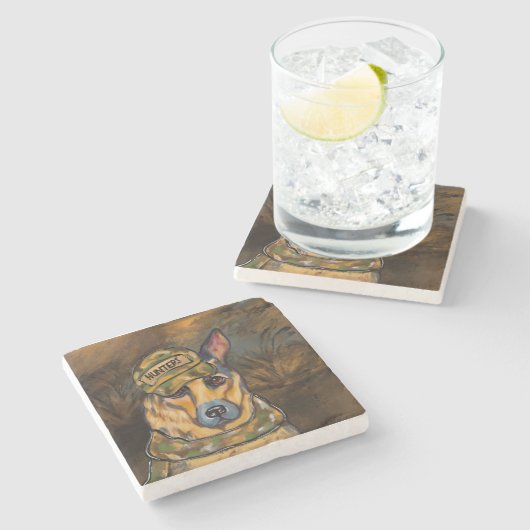 Duitse Herder        Stenen Onderzetter (Zijkant)