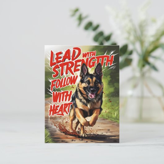 Duitse herder sterkte en hart briefkaart (Staand voorkant)