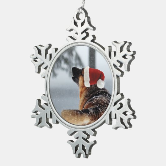 Duitse herder tin sneeuwvlok ornament (Rechts)