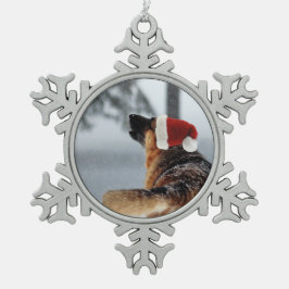 Duitse herder tin sneeuwvlok ornament