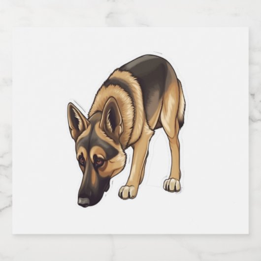 Duitse herder Tracking Sparkling Wijnetiket (Enkel label)