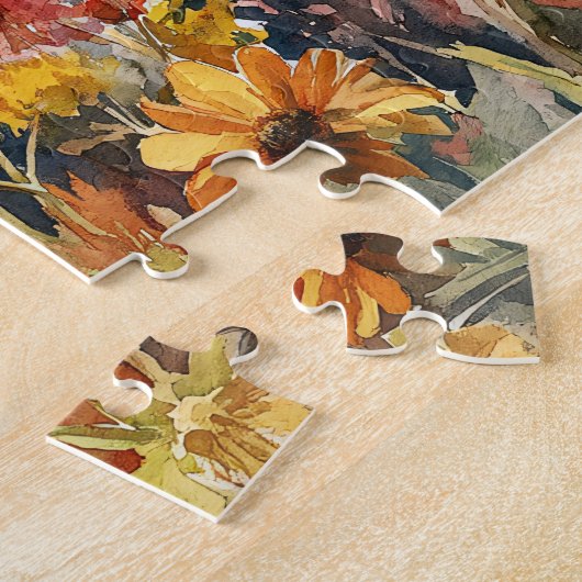 Duitse herder tussen levendige wilde bloemen legpuzzel (Zijkant)