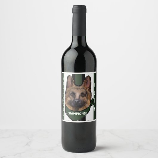 Duitse Herder Underdog Wijn Etiket (Voorkant)