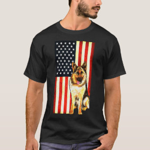 Duitse Herder USA Vlag Mannen Vrouwen Kinder T-shirt