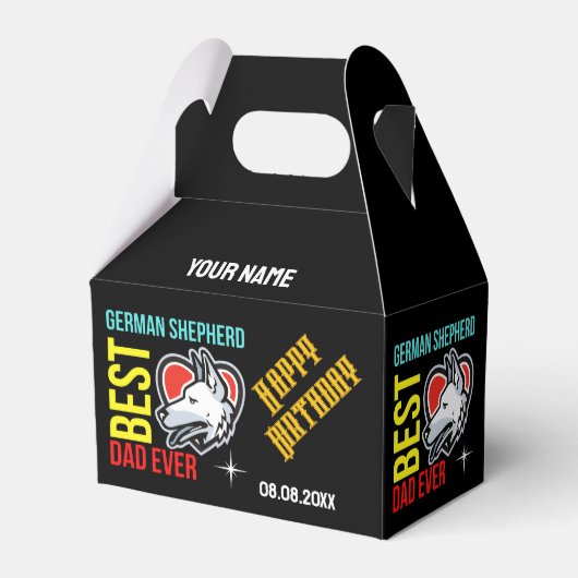 Duitse herder vader, hond vader verjaardag bedankdoosjes (Achterkant)
