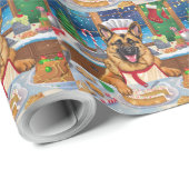 Duitse herder vakantie bakken: feestelijke kerst cadeaupapier (Rol Hoek)