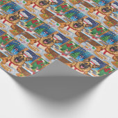 Duitse herder vakantie bakken: feestelijke kerst cadeaupapier (Hoek)