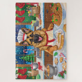 Duitse herder vakantie bakken: feestelijke kerst legpuzzel (Verticaal)