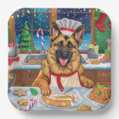 Duitse herder vakantie bakken: feestelijke kerst papieren bordje (Voorkant)