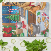 Duitse herder vakantie bakken: feestelijke kerst theedoek (Gevouwen)