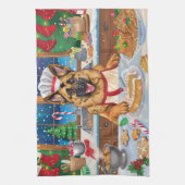 Duitse herder vakantie bakken: feestelijke kerst theedoek (Verticaal)