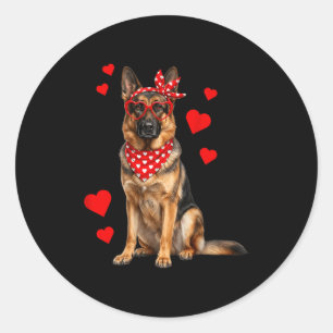 Duitse Herder Valentijnsdag Hond Liefhebber Hart  Ronde Sticker