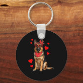 Duitse Herder Valentijnsdag Hond Liefhebber Hart Sleutelhanger (Voorkant)