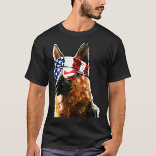 Duitse herder van juli Patriottische Amerikaanse v T-shirt