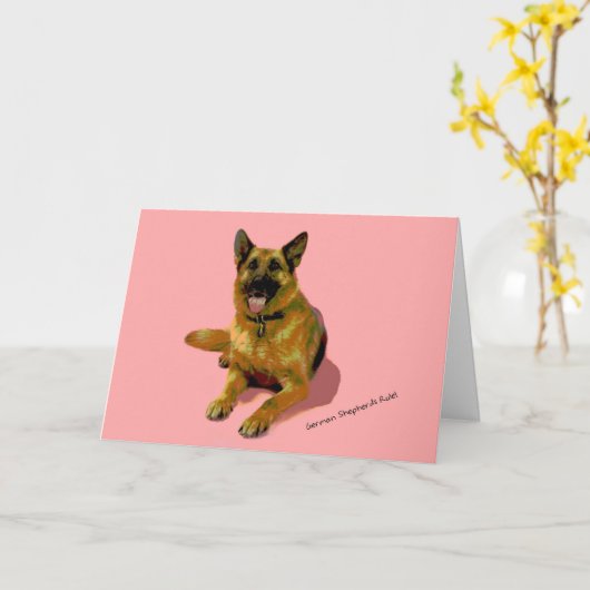 Duitse Herder Verjaardag Kaart (Gele Bloem)