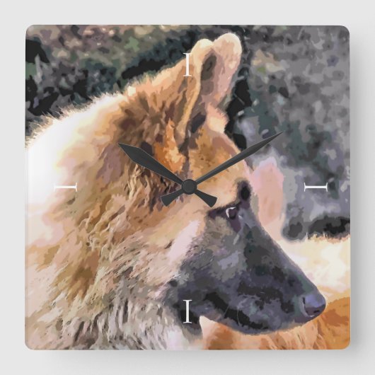 Duitse herder vierkante klok (Voorkant)