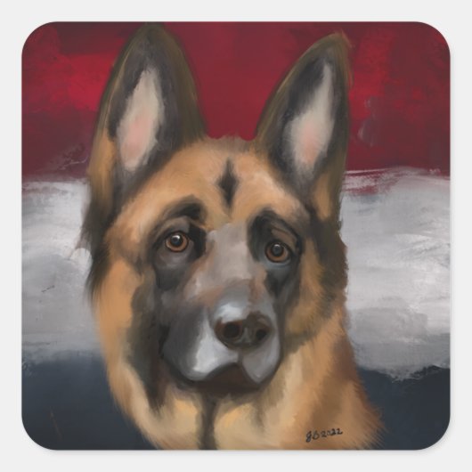 Duitse herder       vierkante sticker (Voorkant)
