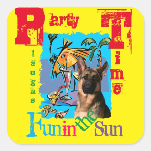 Duitse Herder Vierkante Sticker (Voorkant)