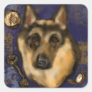 DUITSE HERDER        VIERKANTE STICKER