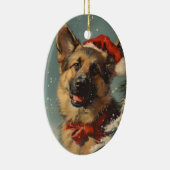 Duitse herder vintage Kerstmis Keramisch Ornament (Rechts)