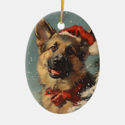 Duitse herder vintage Kerstmis Keramisch Ornament (Voorkant)