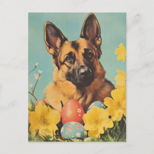 Duitse herder vintage Pasen Briefkaart (Voorkant)