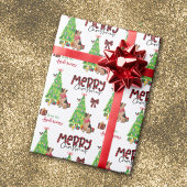 Duitse herder, vogel en kerstboom cadeaupapier