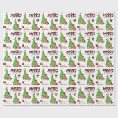 Duitse herder, vogel en kerstboom cadeaupapier (Vlak)