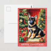 Duitse Herder Vrolijk Kerstfeest Schattigee Puppy  Briefkaart (Voorkant / Achterkant)