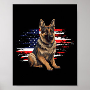 Duitse herder VS Vlag 4 juli hond vader vader vade Poster
