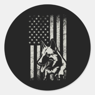 Duitse herder VS vlag Amerikaanse Patriot Gift Ronde Sticker