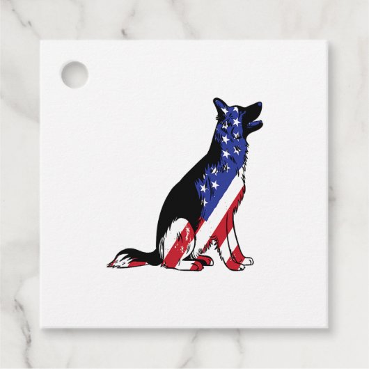 Duitse herder VS vlag patriottische hond Bedankjes Labels (Voorkant)