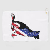 Duitse herder VS vlag patriottische hond Golfhanddoek (Horizontaal)