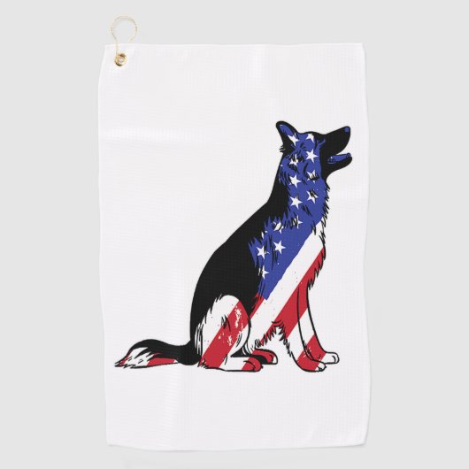 Duitse herder VS vlag patriottische hond Golfhanddoek (Voorkant)