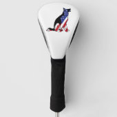 Duitse herder VS vlag patriottische hond Golfheadcover (Voorkant)