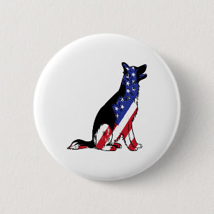Duitse herder VS vlag patriottische hond Ronde Button 5,7 Cm