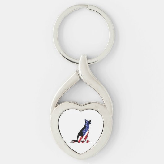 Duitse herder VS vlag patriottische hond Sleutelhanger (Voorkant)